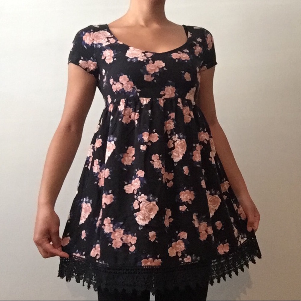 Dark Black and Blue Babydoll Dress